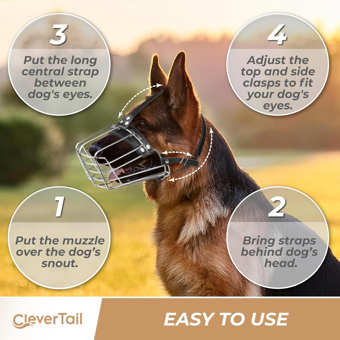 CleverTail German Shepherd Muzzle for Large Sized Dog