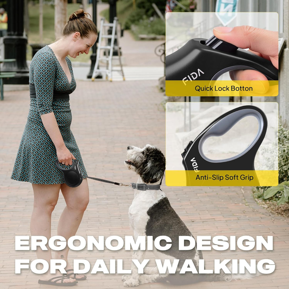 Fida Retractable Dog Leash, 16 ft Dog Walking Leash for Small Dogs up