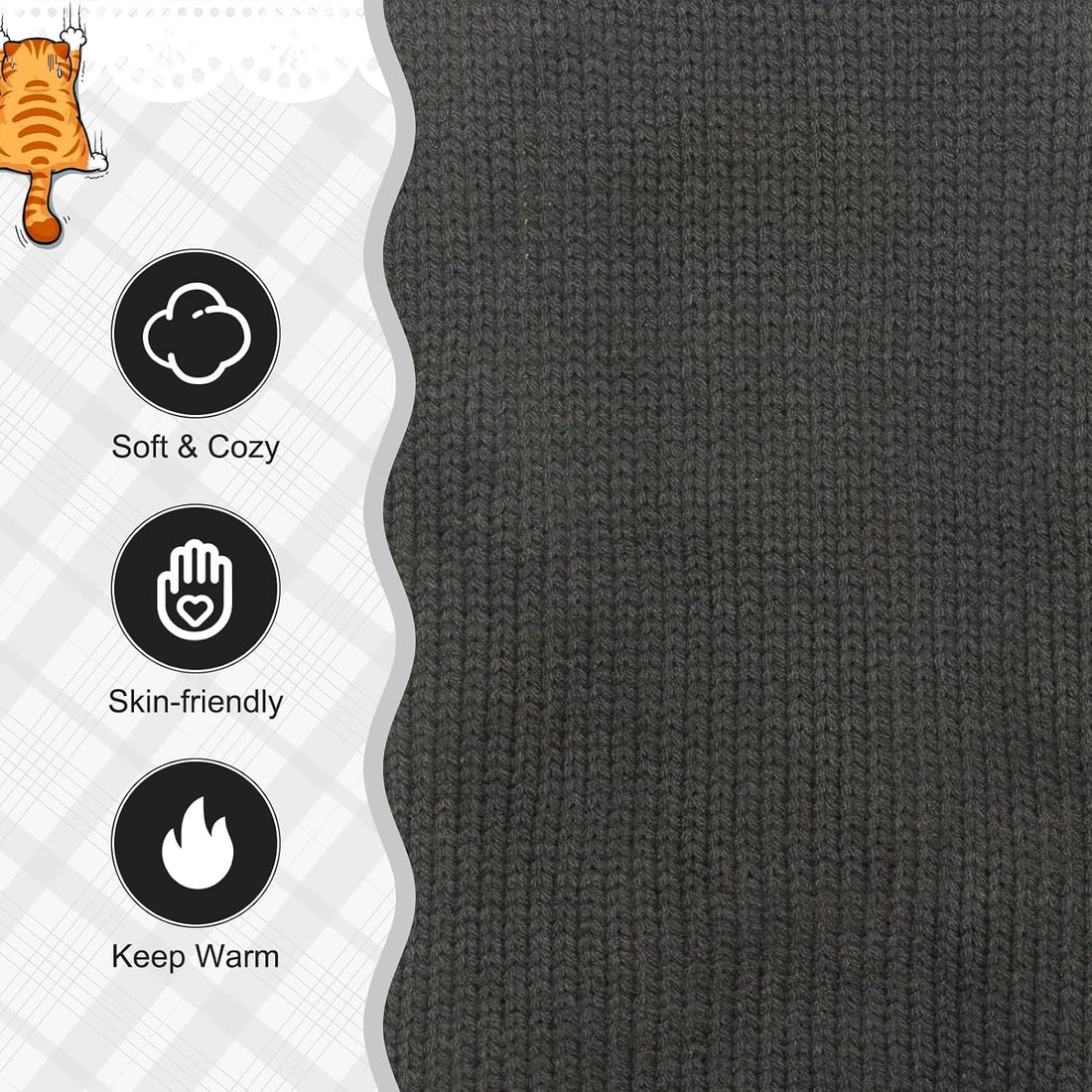 EXPAWLORER Knit Cat Sweater - Soft Warm Cat Clothes Cardigan, Grey S