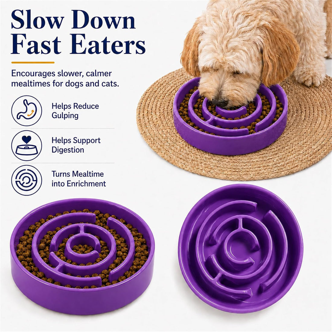 Ceramic Slow Feeder Dog Bowl