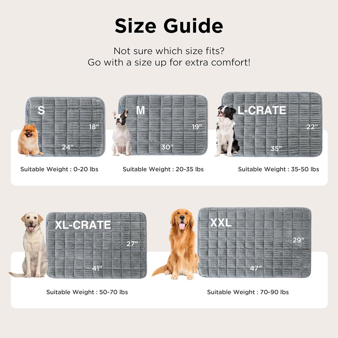 Bedsure ComfyFleece® Washable Dog Crate Pad,Soft Thin Medium Pet
