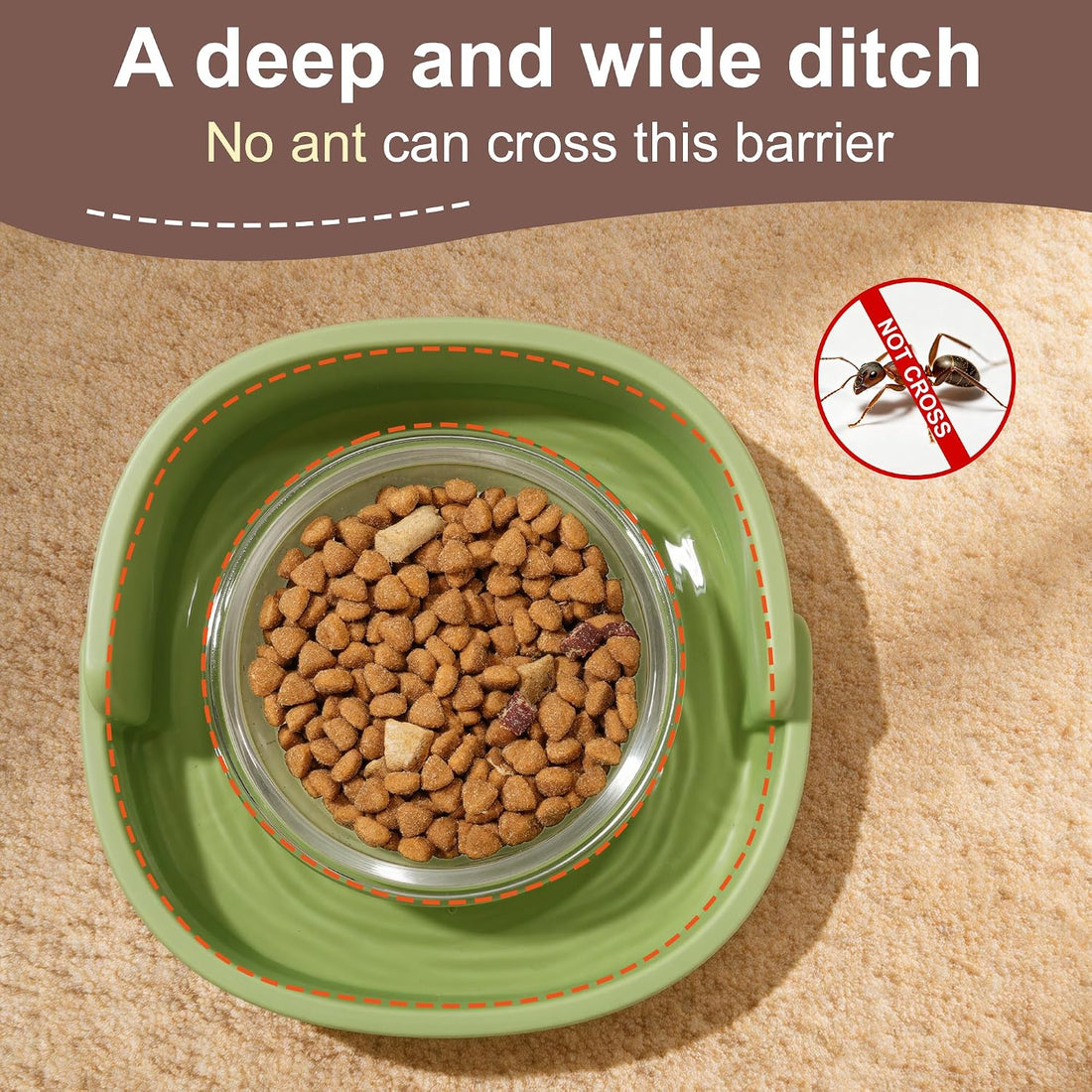 Ant Proof Cat Food Bowl, Non-Slip Elevated Cat Feeding Bowl