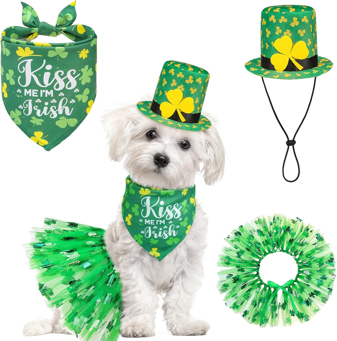 SCENEREAL Small Dog Halloween Costumes, Bandana Hat Dress Set