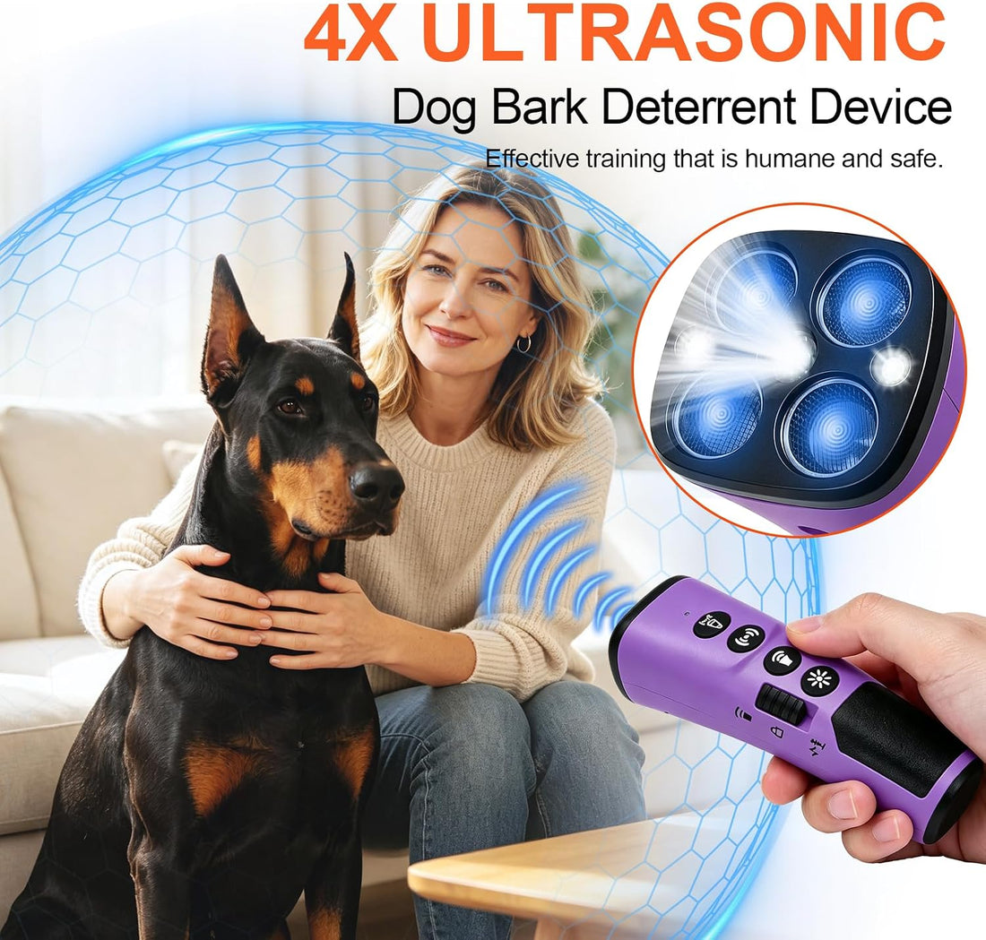 Dog Bark Deterrent Device, 4X Ultrasonic Anti Barking with 5 Modes
