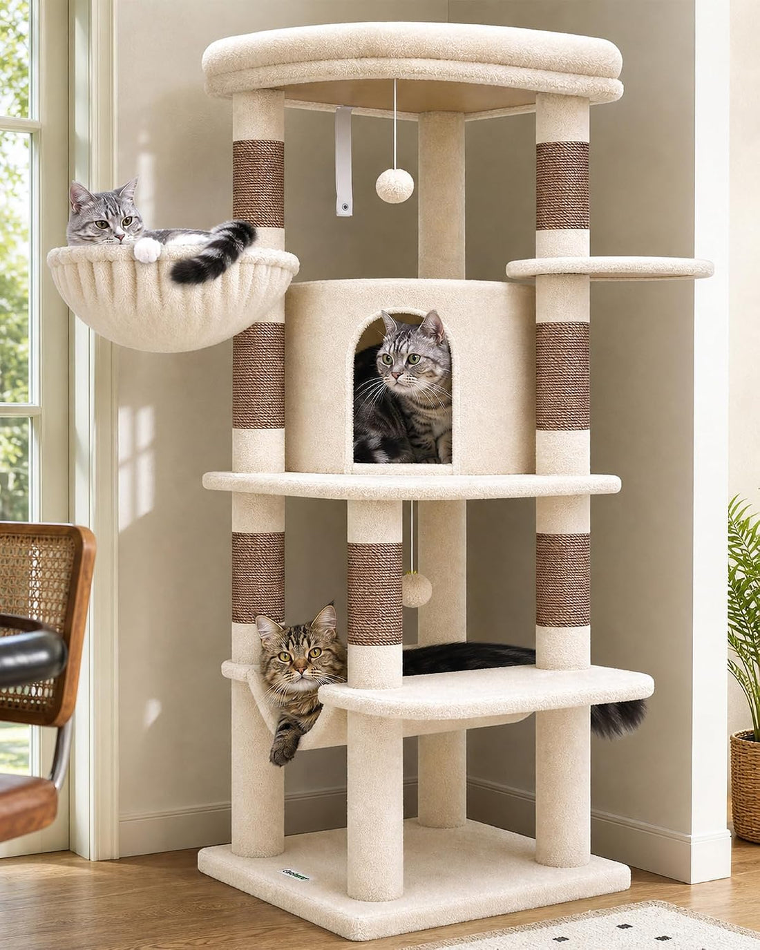 Globlazer Corner Cat Tree, 51in Curved Series Modern Cat Tower