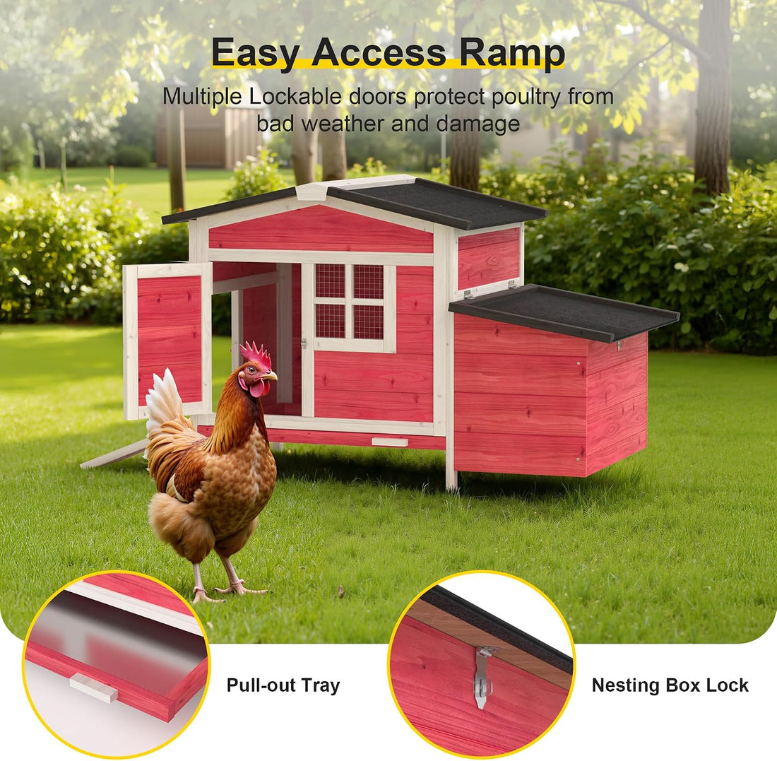 GOJOOASIS Chicken Coop for 2 Chickens Raised House with Ramp