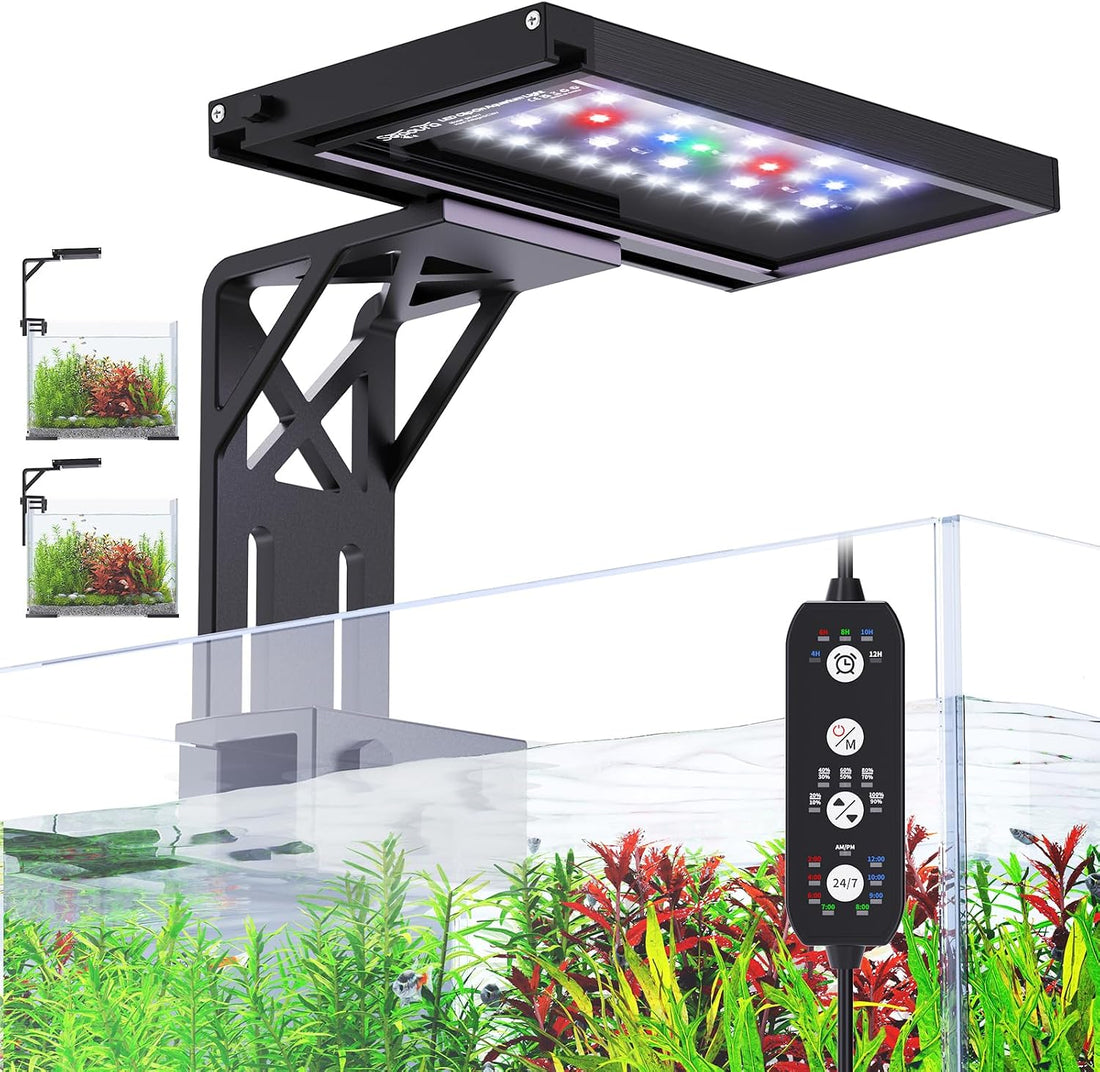 SEAOURA Clip On Aquarium Light for Plants-24/7 Fish Tank Light