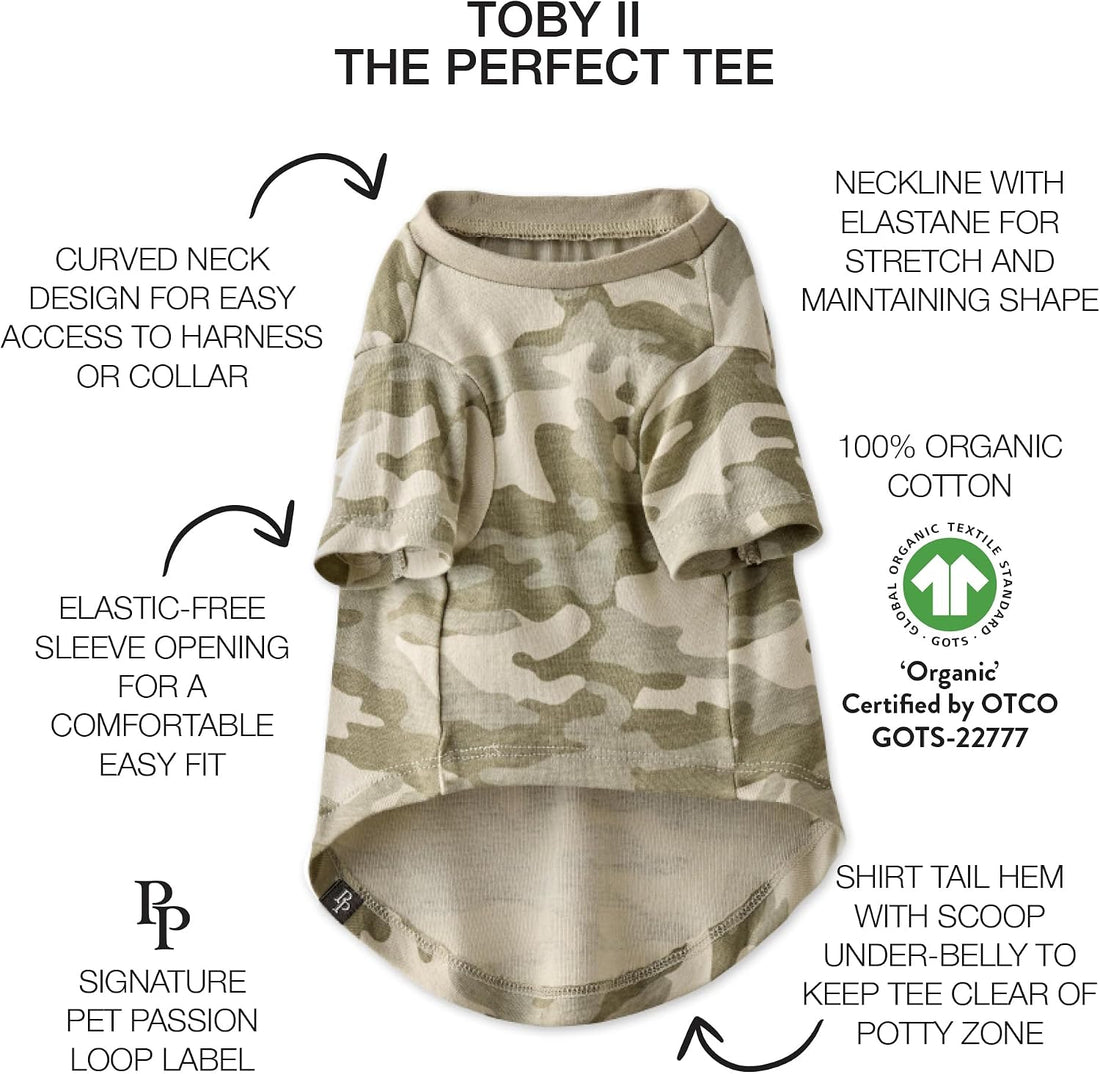 Pet Passion Toby II Dog T-Shirt, 3 Pack, Sage Camo, Small
