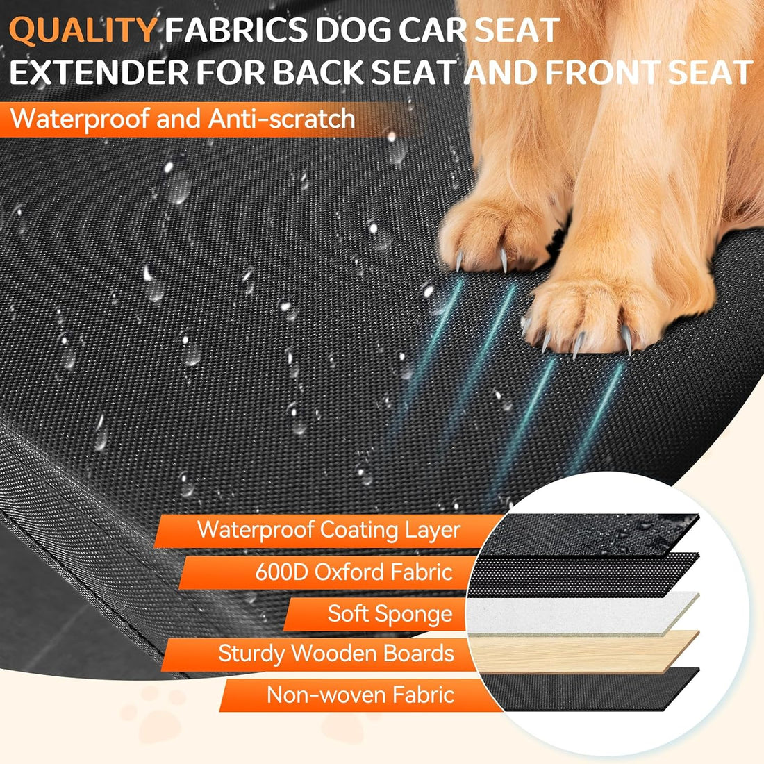 Car Seat Extender for Dogs, Backseat Extender for Large Dog up to 180
