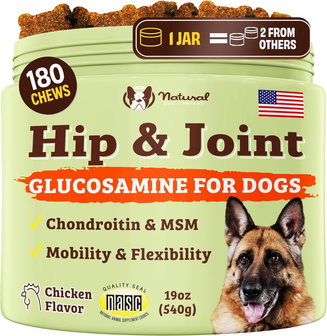 Natural Dog Company Liquid Glucosamine for Dogs, Hip & Joint Oil