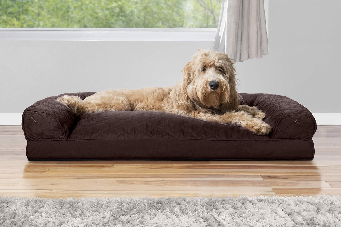 Furhaven Pillow Dog Bed for Large/Medium Dogs w/ Removable Bolsters