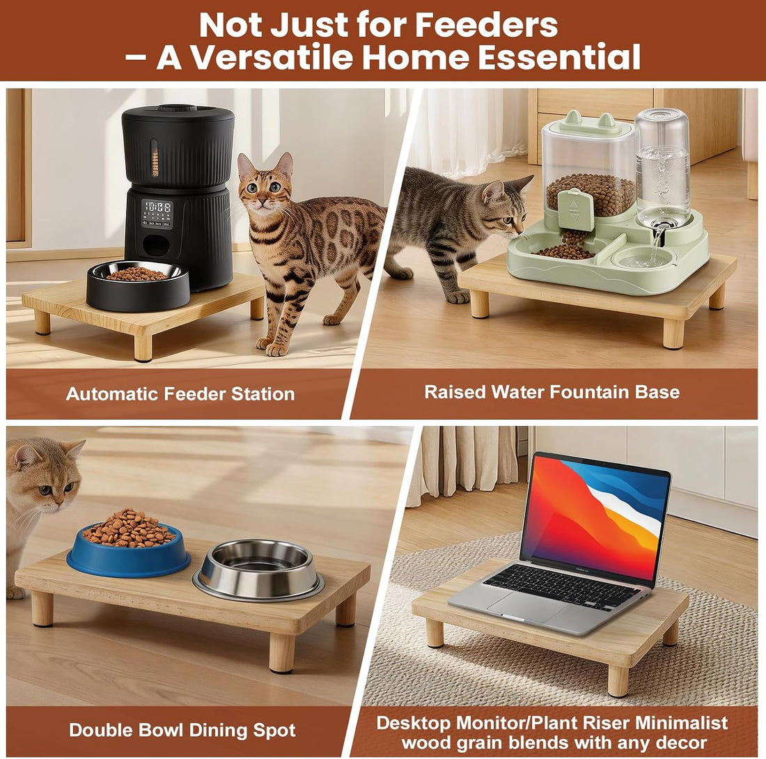 Cat Food Stand, Riser for Automatic Feeder & Water Bowl