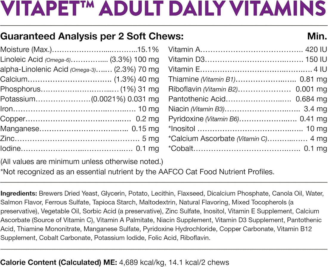 NaturVet VitaPet Senior Daily Vitamins Supplement for Cats - 60 Ct