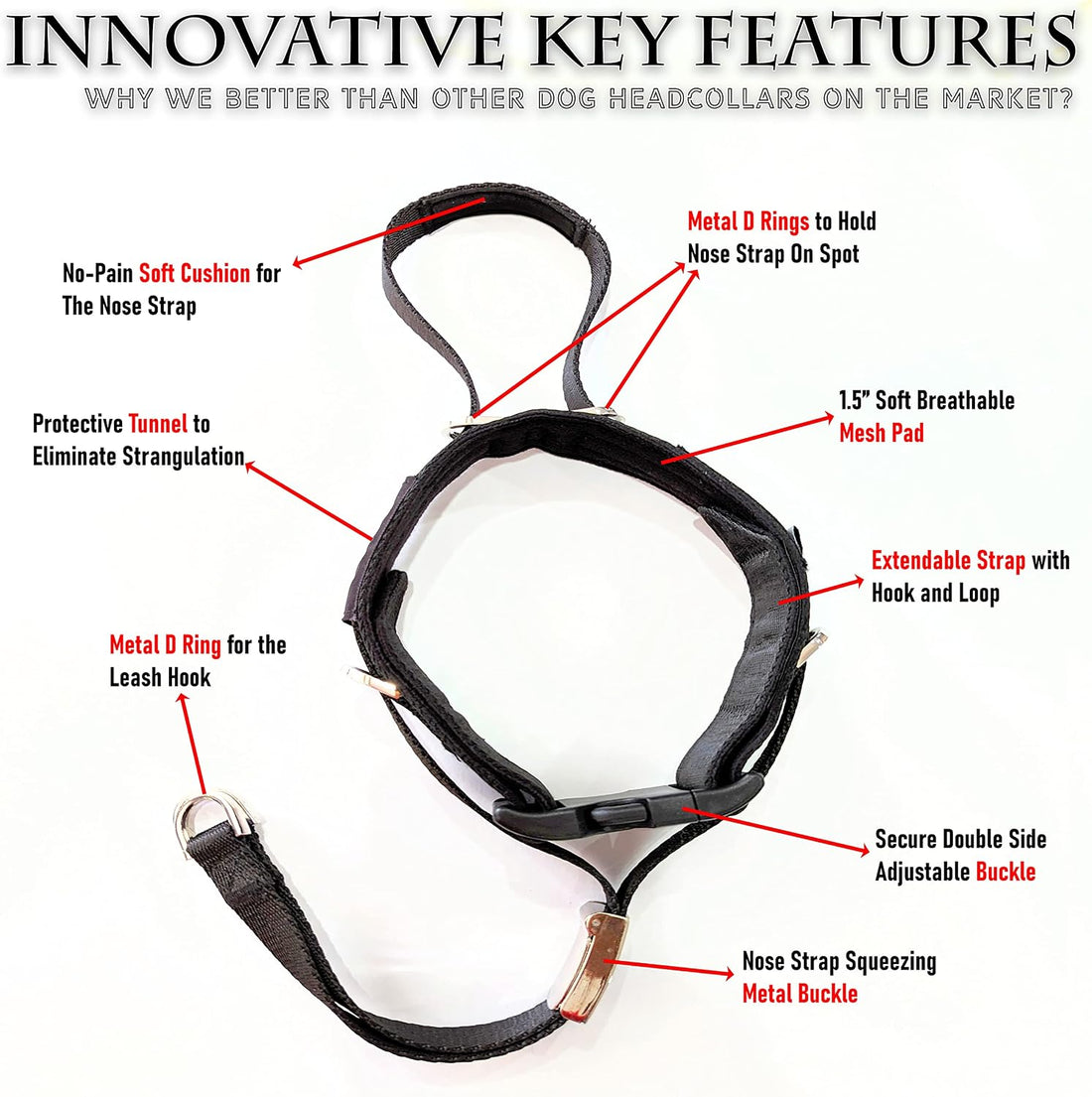 PetsProMax Dog Headcollar for Pulling & Reactive Dogs
