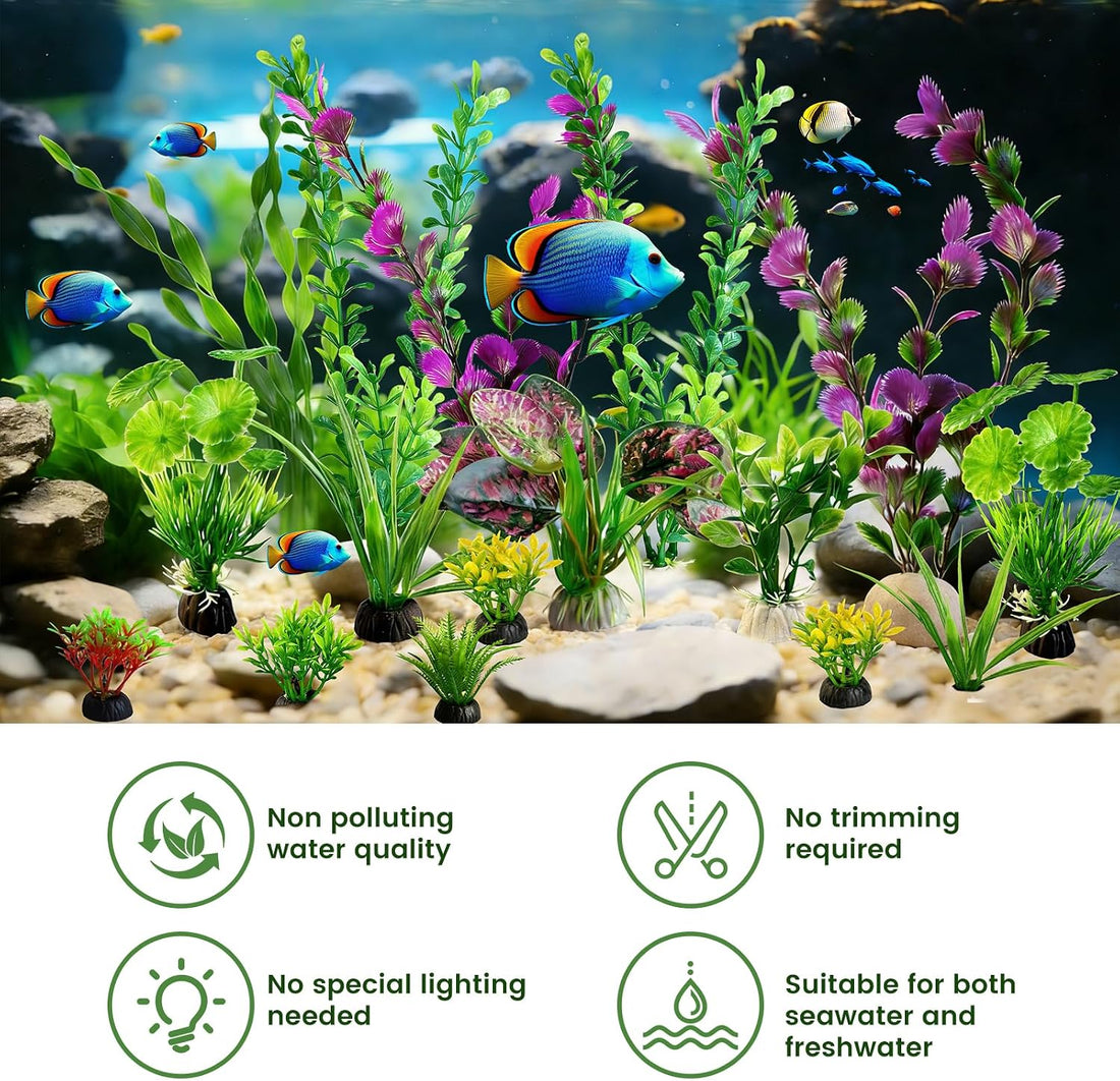 Artificial Aquarium Plants Realistic Green Plastic Fish Tank