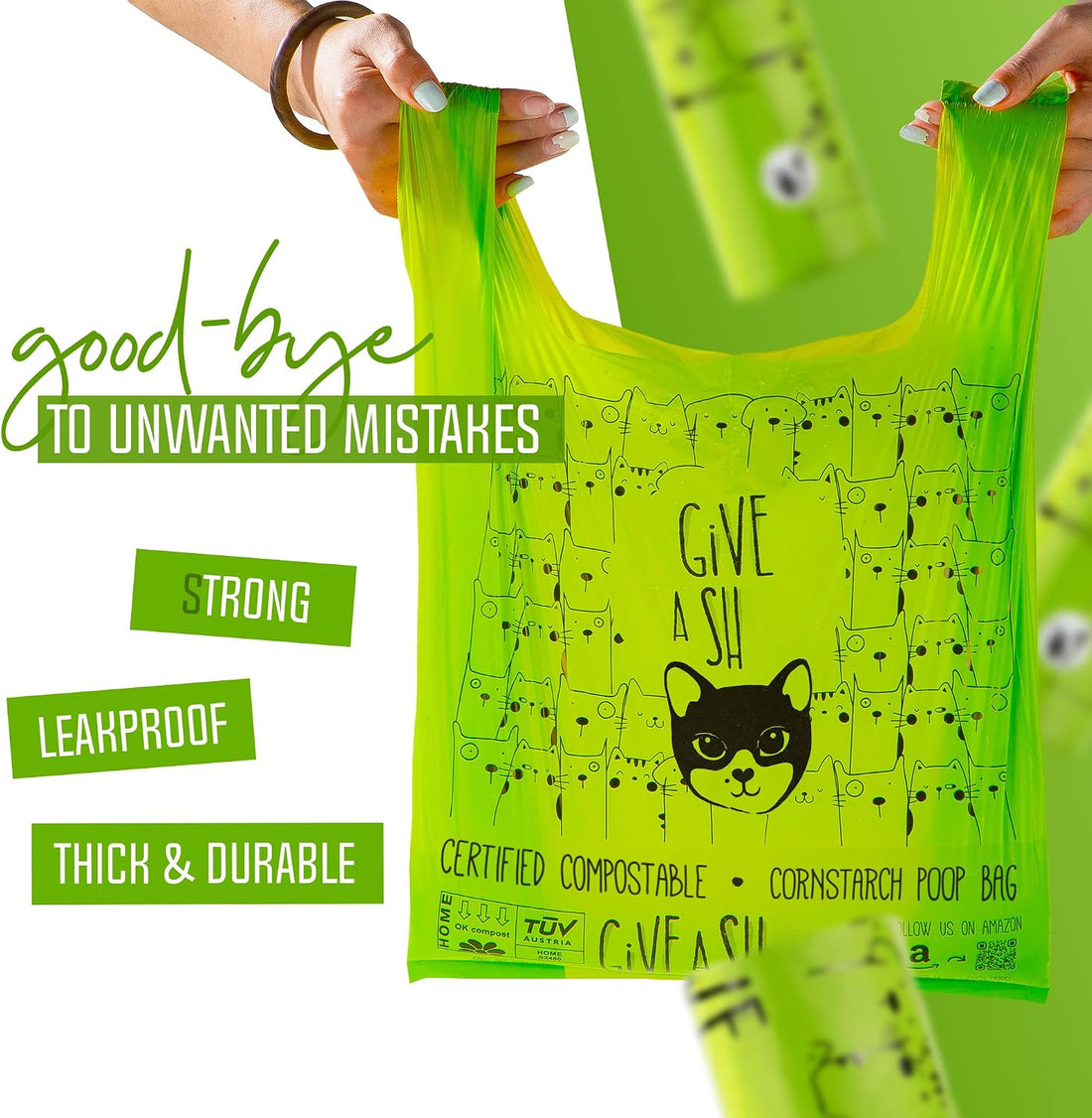 Certified Home Compostable Cat Litter Bags For Poop - 10% to Charity