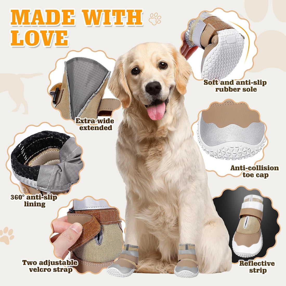 DcOaGt Dog Shoes Large Dogs XXL,Mesh Breathable Dog Boots & Paw