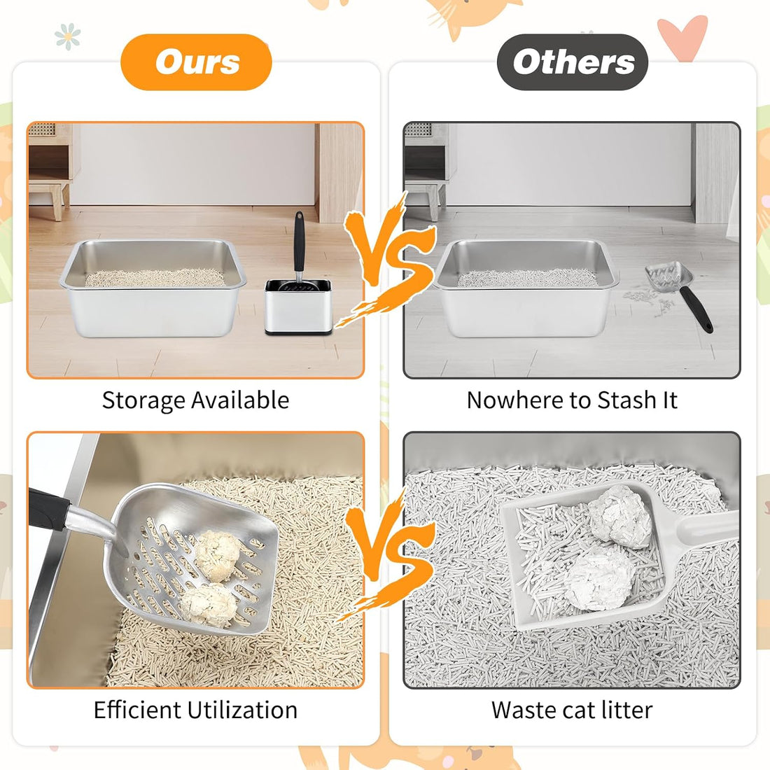 Midollarle Heavy-Duty Cat Litter Scoop with Holder