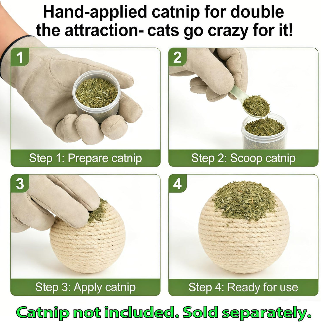 DMZBJ 4-Inch Sisal Cat Toy Balls with Crinkle Sound