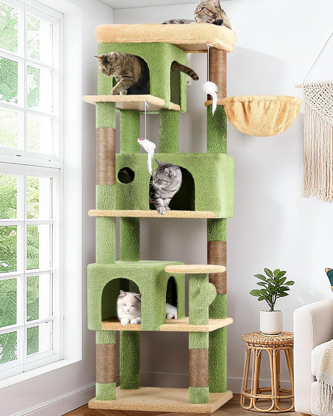 Globlazer F66 Corner Cat Tree, 66in Multi-Level Climbing Tower