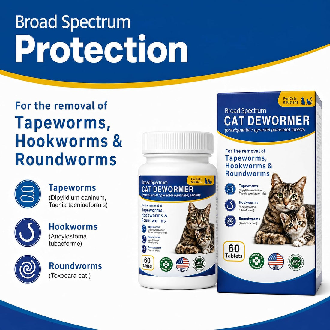 Broad Spectrum Cat Dewormer, Praziquantel & Pyrantel Pamoate