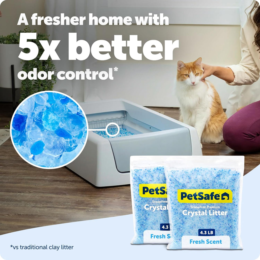 PetSafe ScoopFree Premium Crystal Cat Litter - Outperforms Clay Litter