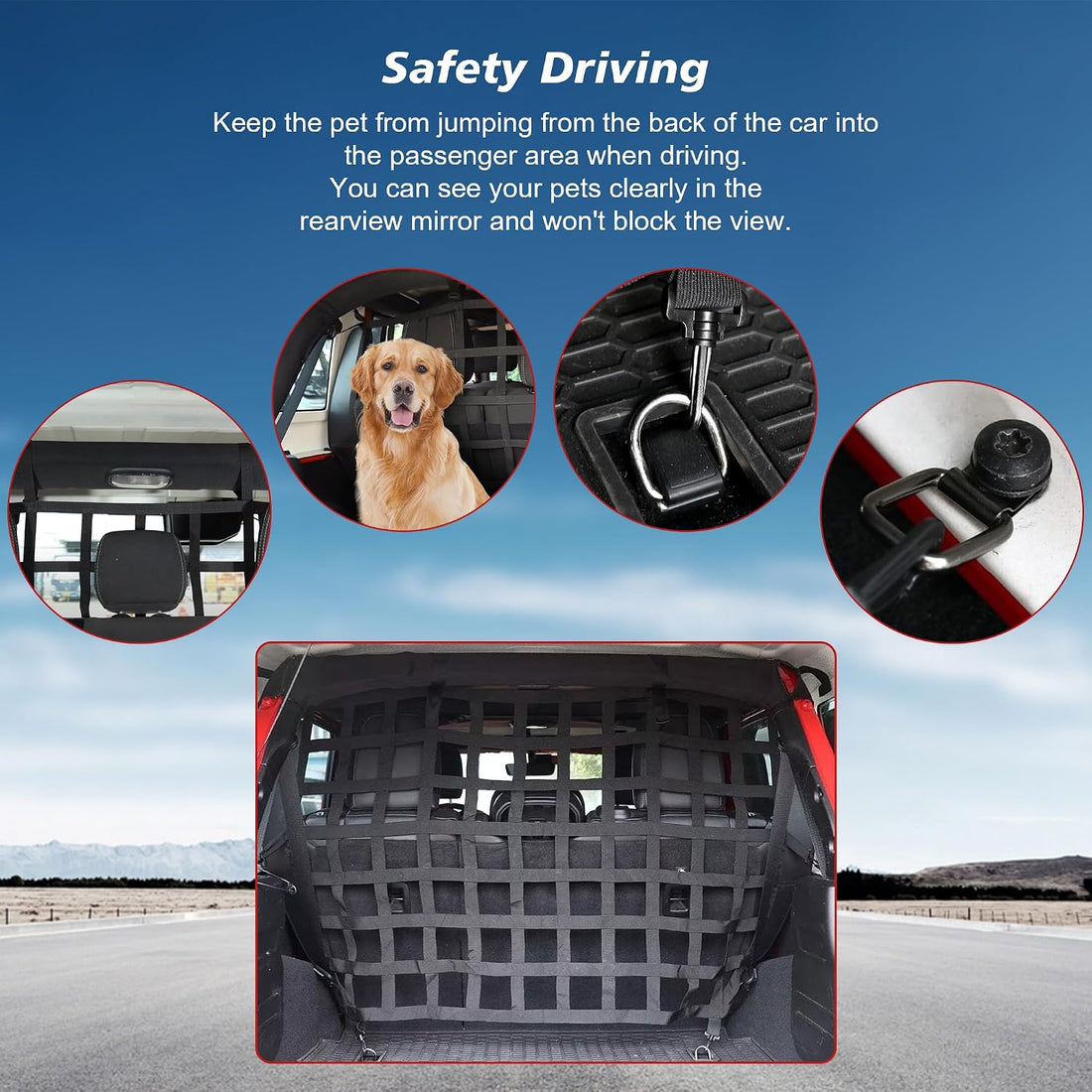 G Dog Barrier Rear Cargo Net Compatible with Jeep Wrangler