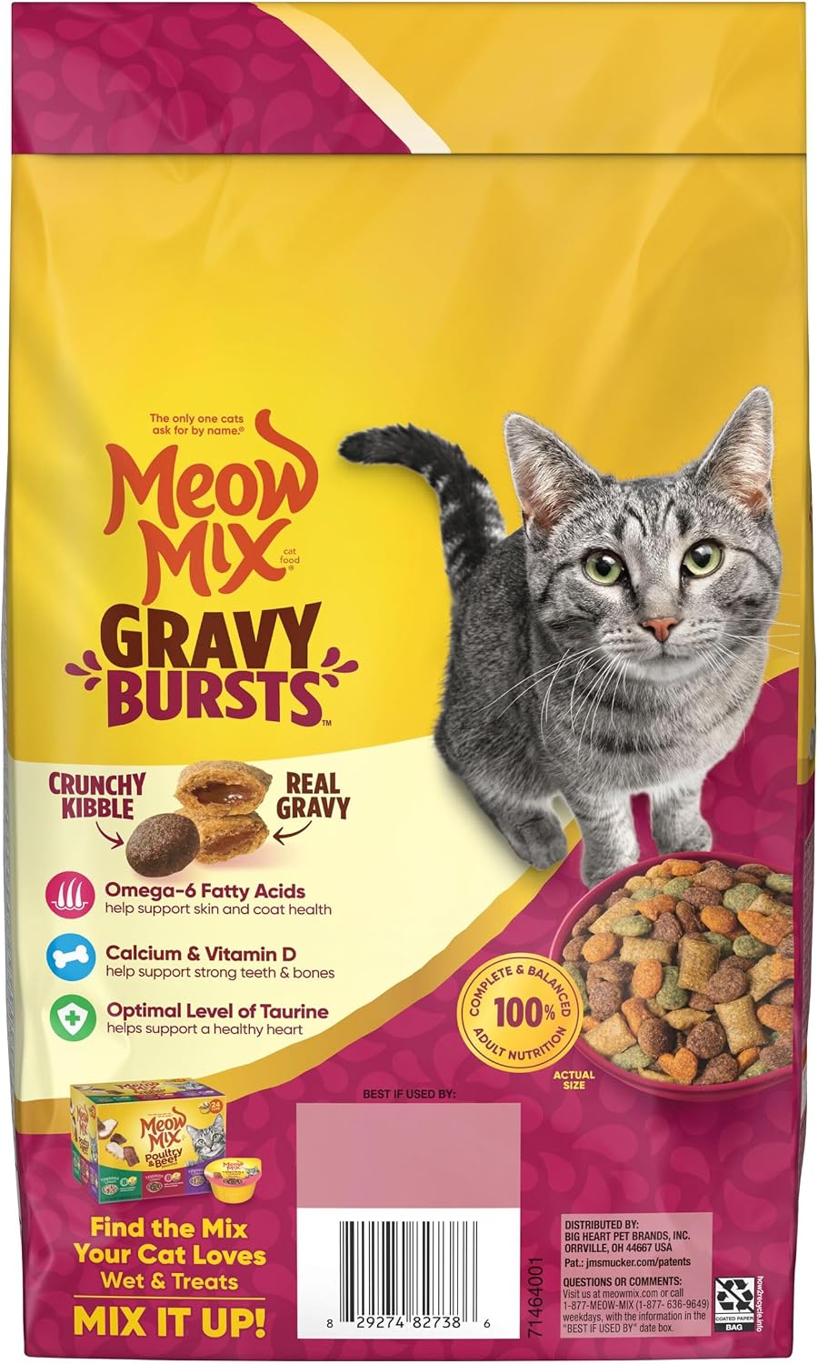 Meow Mix Gravy Bursts, Dry Cat Food, Savory Chicken Flavor