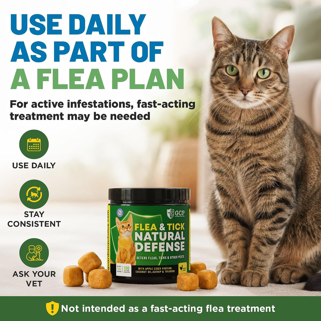 Guardian's Choice Flea Chews for Cats, Flea & Tick Chews, 100 Count