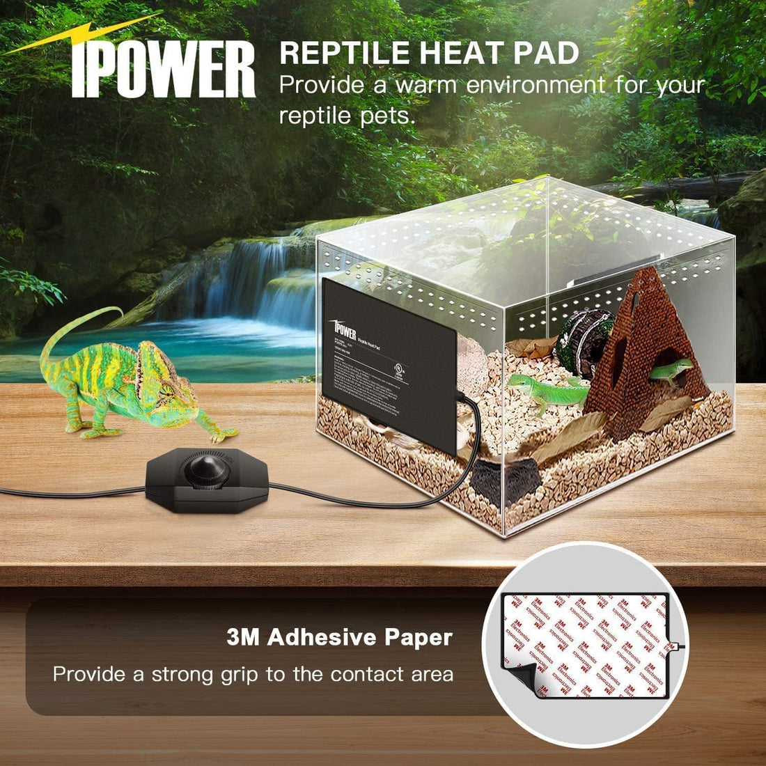 iPower 8 by 12 Inch Reptile Heating Pad with Temperature Adjustable
