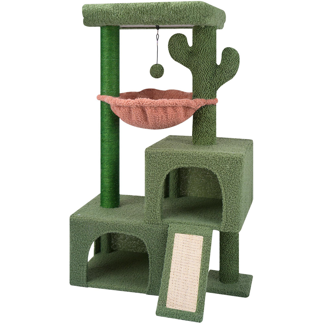 AIWIKIDE 37.4" Cactus Cat Tree Tower with Twin Cat Condos for Indoor