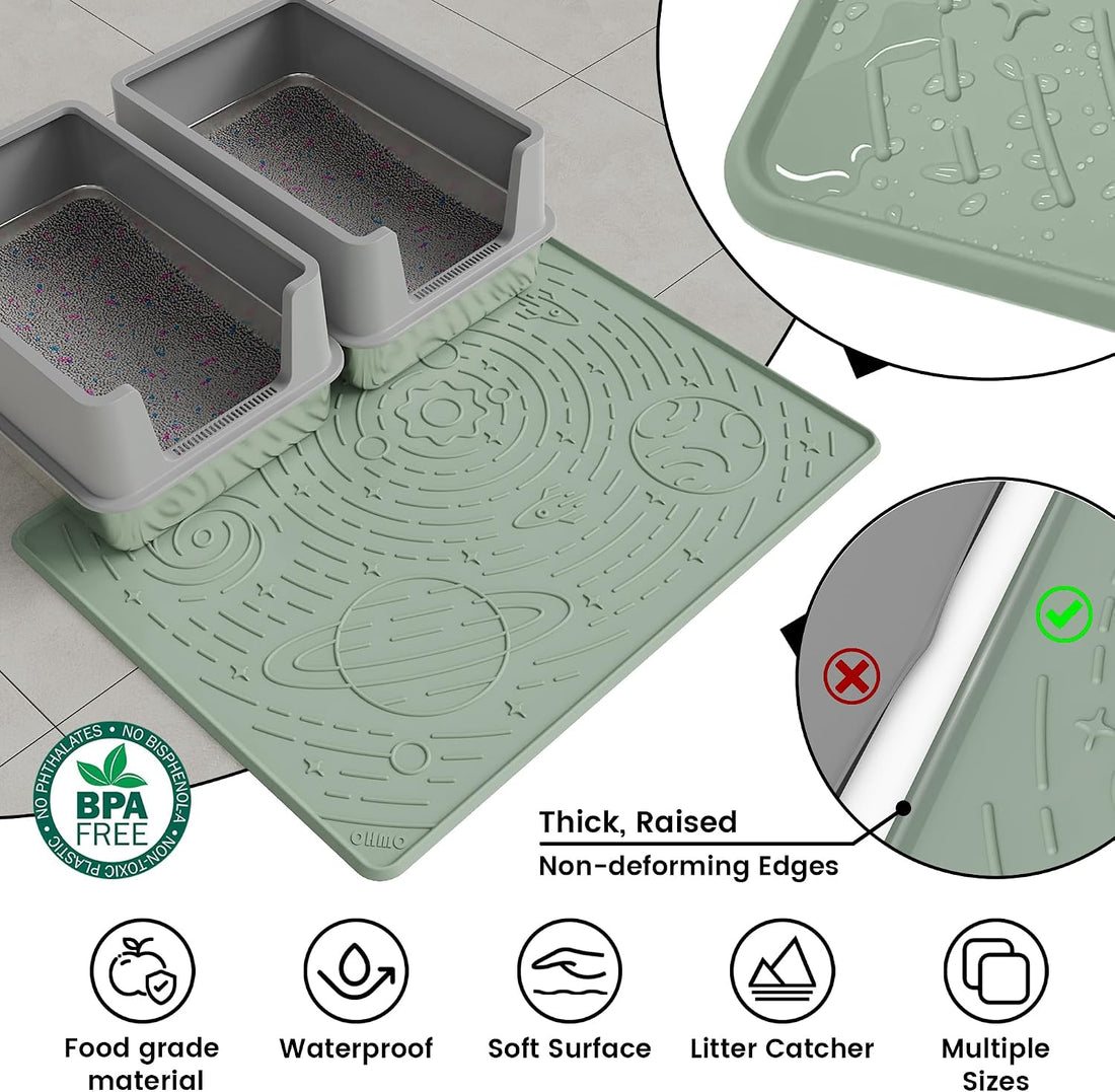 OHMO Large Cat Litter Mat 31.5x23.6" High Raised Edge Silicone