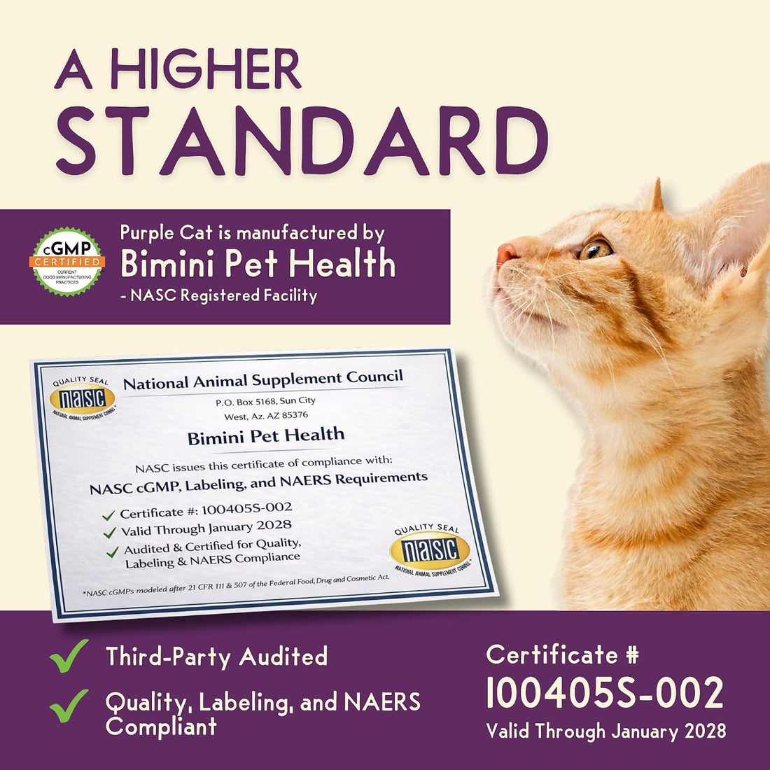 PURPLE CAT Probiotics for Cats, Gut and Digestive Health Support