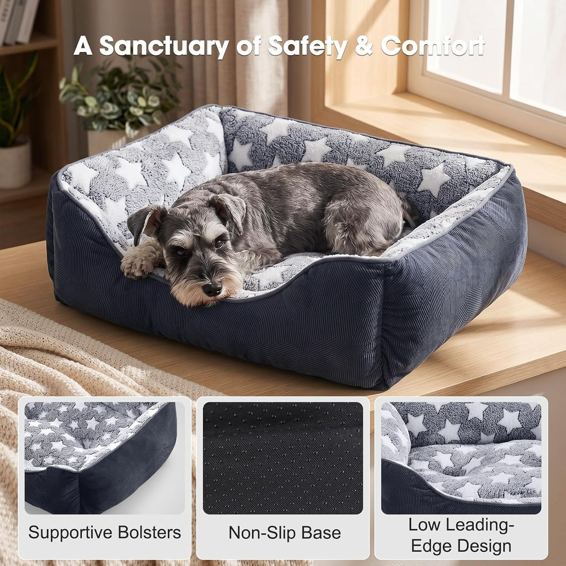 GASUR Small Dog Beds Small Size Dogs, Rectangle Washable Dog Bed