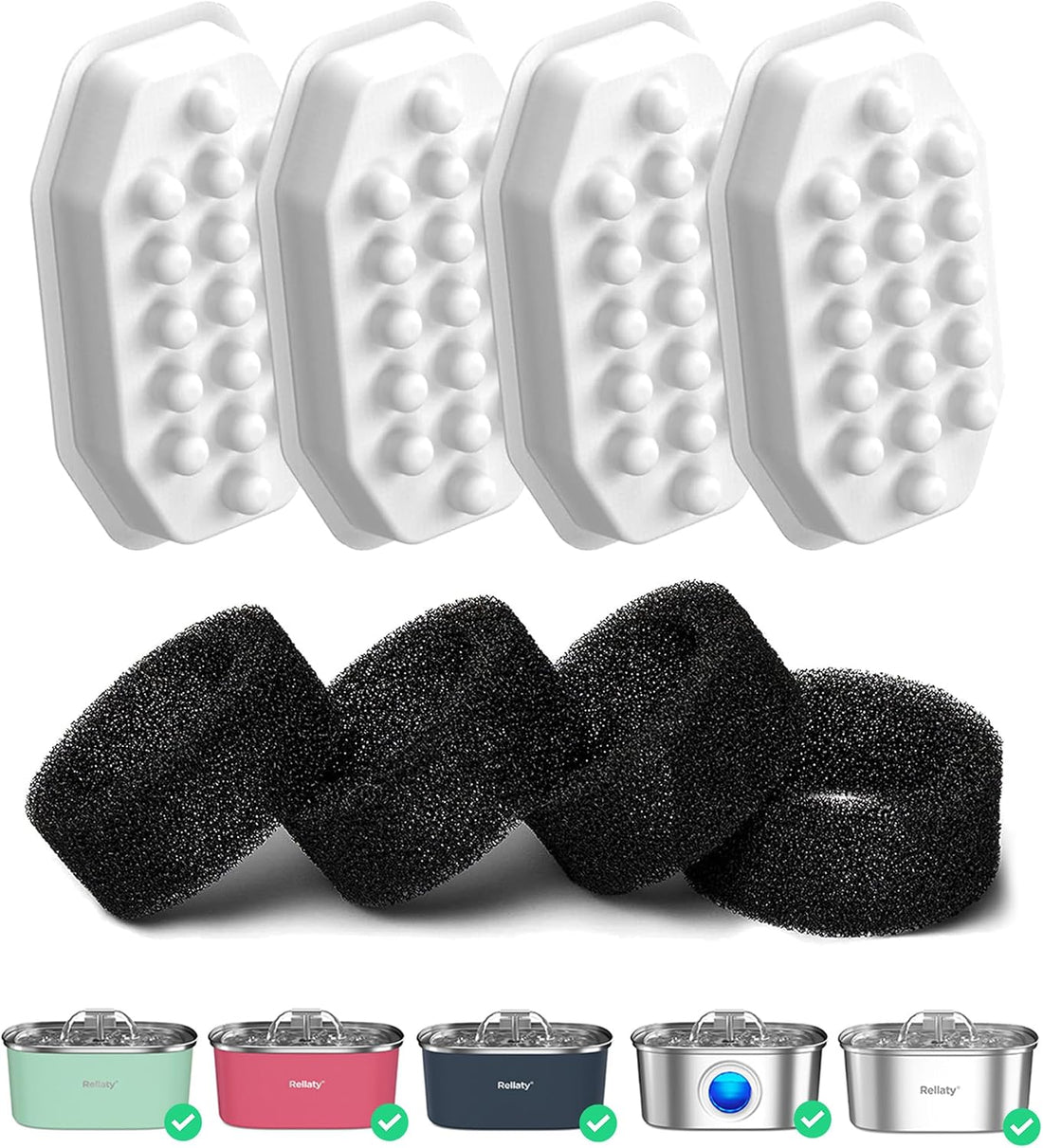 Rellaty Official Cat Water Fountain Filters Replacement & Pre-Filter