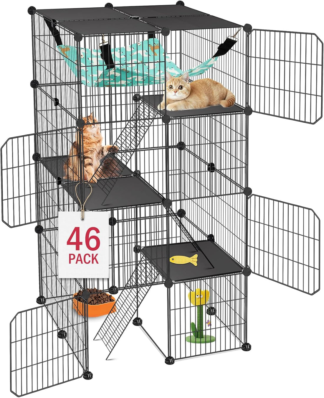 VISCOO Cat Cage, 3-Tier DIY Catio Cat Enclosures, 24"x16"x 36"
