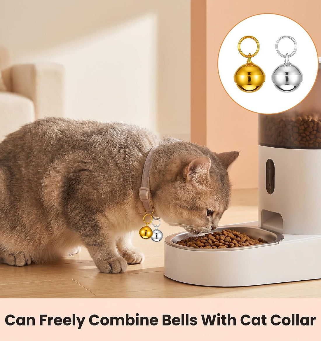 6 Pack Cat Bells, Bell for Cat Collar Stainless Steel Anti-Lost
