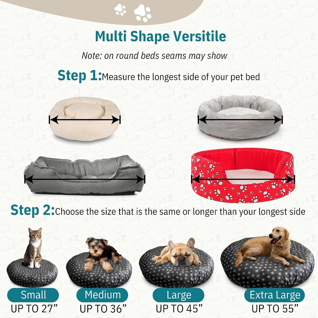 Round Dog Bed Covers Replacement Washable, Dog Bed Washable Cover