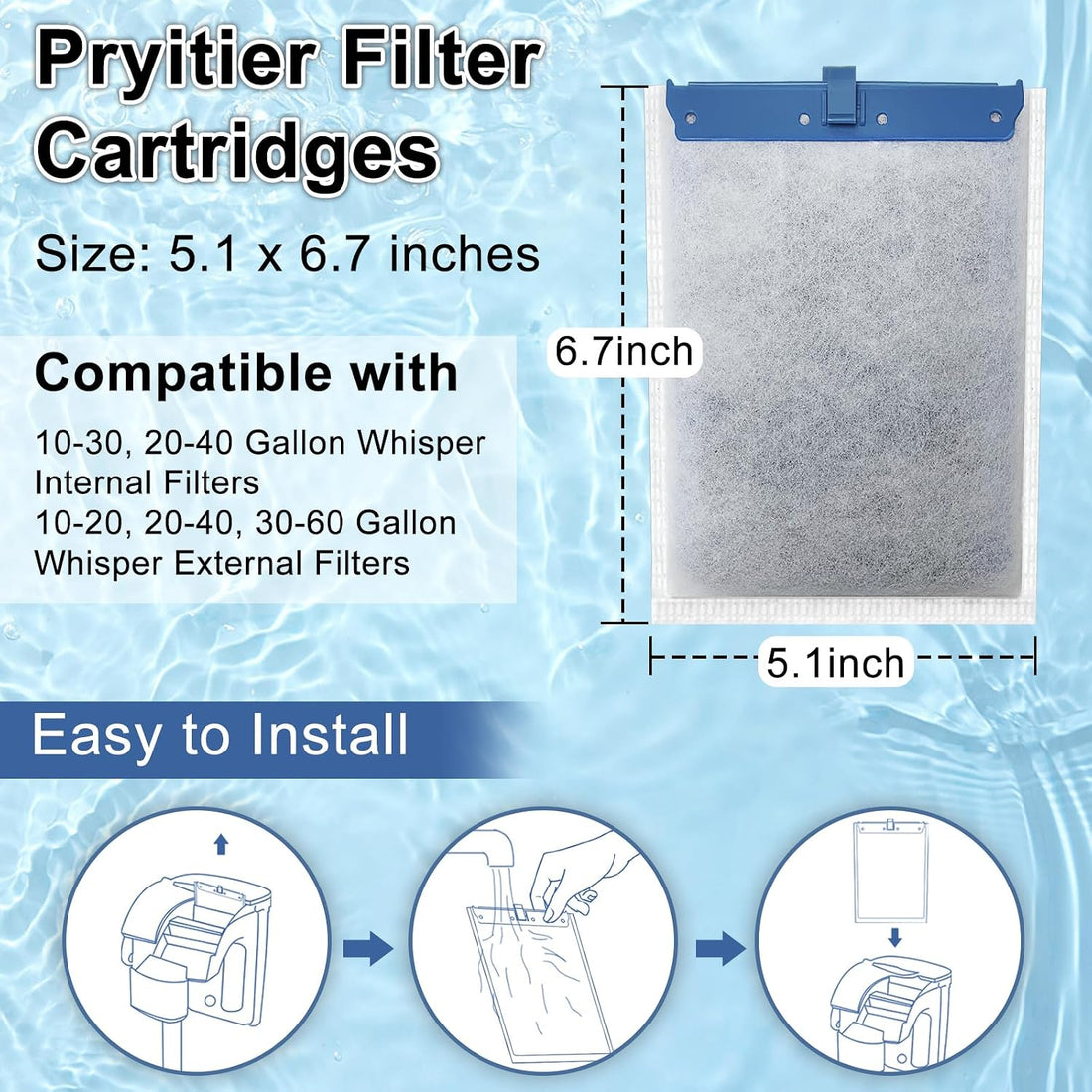 6 Pack Filter Cartridge Compatible with Whisper Bio-Bag Filters