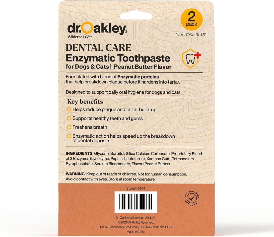 Dr. Oakley 2 Pack Cat or Dog Toothpaste Peanut Butter Flavor