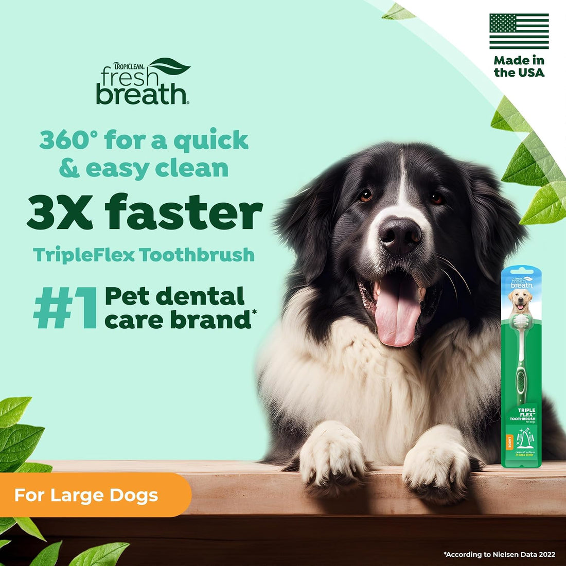 TropiClean Frehs Breath Tripleflex Dog Toothbrush for Large Dogs