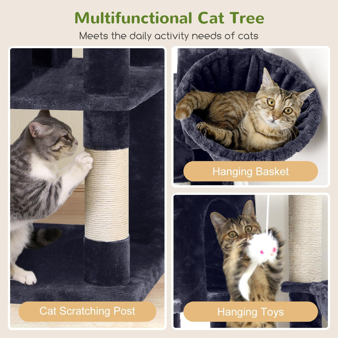 Globlazer F66 Corner Cat Tree, 66in Multi-Level Climbing Tower
