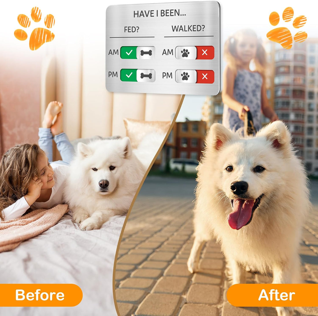 EliteSign Dog Feeding Reminder Sign, Pet Feeding Tracker with Magnet