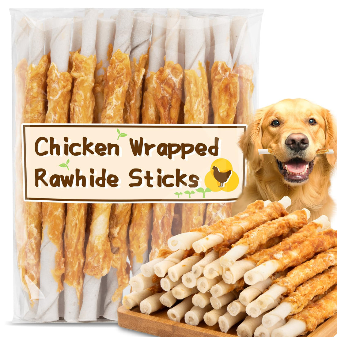 MAQIHAN Chicken Wrapped Rawhide Dog Treats