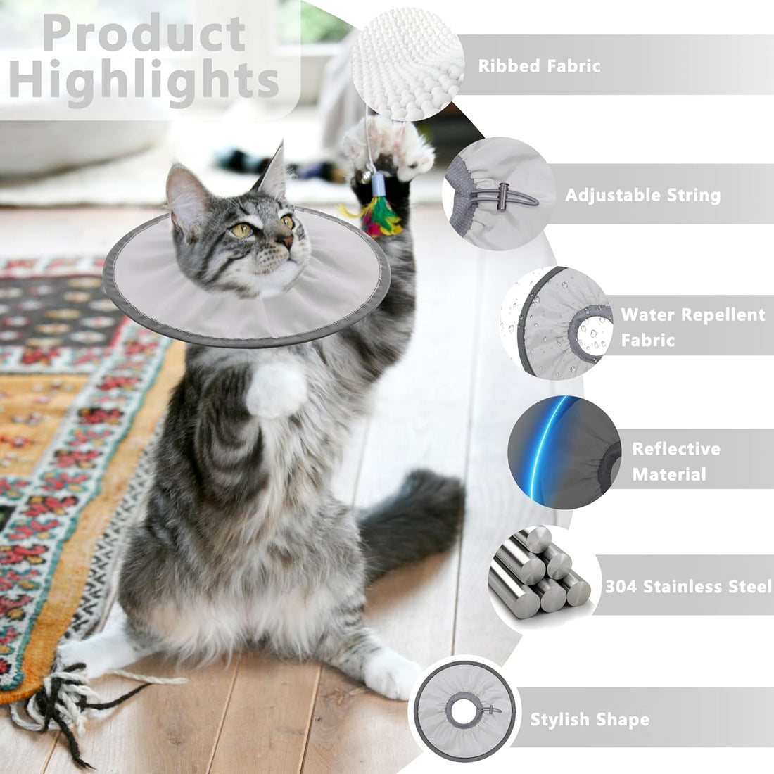 Seyezo Lightweight Cat Cone Collar Soft, Adjustable