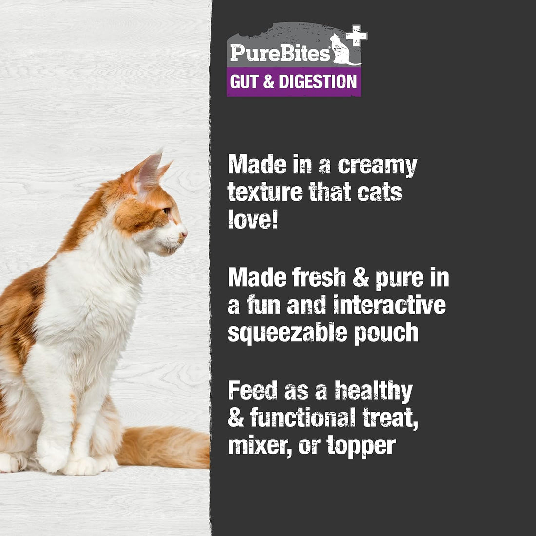 PureBites +Gut & Digestion Squeezable for Cats, 2.5 oz, Case of 15