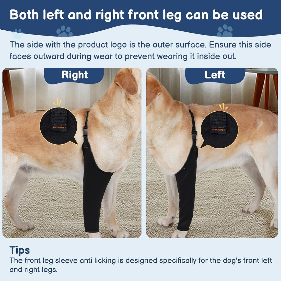 BARKLESS Dog Leg Sleeve for Front Single Leg After Surgery to Stop