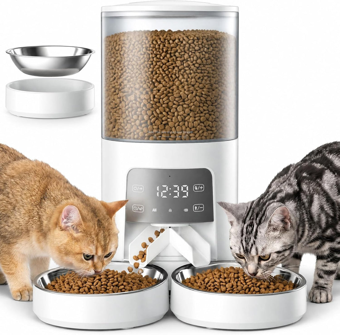 DUMOS 6L Automatic Cat Feeder for 2 Cats, Timed Pet Food Dispenser