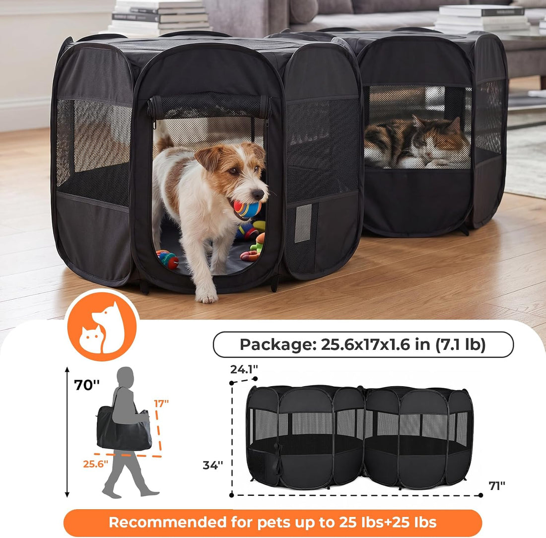 2-in-1 Dog Playpen Portable Cat Playpen, Non-Separable, No Assembly