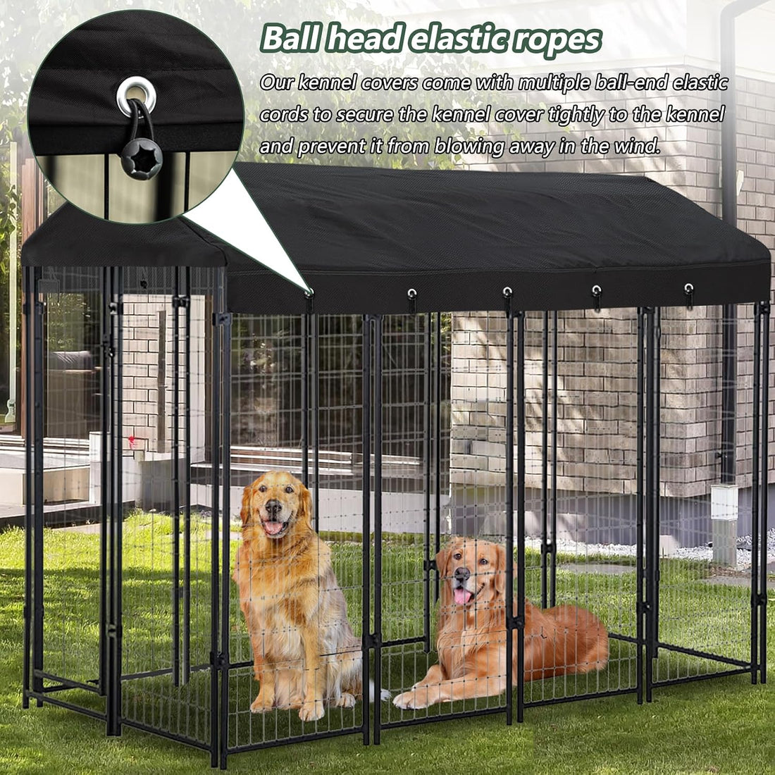 Outdoor Dog Kennel Replacement Top Covers Windproof Anti-UV